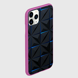 Чехол iPhone 11 Pro матовый Квадратная геометрия с синей подсветкой, цвет: 3D-фиолетовый — фото 2