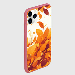 Чехол iPhone 11 Pro матовый Осенние опавшие листья, цвет: 3D-малиновый — фото 2
