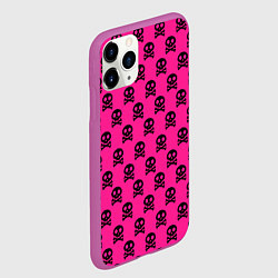 Чехол iPhone 11 Pro матовый Эмо череп паттерн - кислотный неон, цвет: 3D-фиолетовый — фото 2
