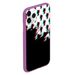 Чехол iPhone 11 Pro матовый Billie Eilish pattern glitch, цвет: 3D-фиолетовый — фото 2