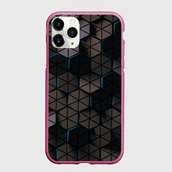 Чехол iPhone 11 Pro матовый Соты из треугольников, цвет: 3D-малиновый