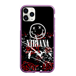 Чехол iPhone 11 Pro матовый Nirvana анархия, цвет: 3D-фиолетовый