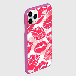 Чехол iPhone 11 Pro матовый Романтический отпечаток помады игривый макияж, цвет: 3D-фиолетовый — фото 2