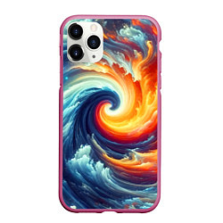 Чехол iPhone 11 Pro матовый Космическое завихрение - инь янь, цвет: 3D-малиновый