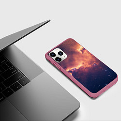 Чехол iPhone 11 Pro матовый Космические облака и звезды, цвет: 3D-малиновый — фото 2