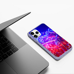 Чехол iPhone 11 Pro матовый Неоновая геометрическая абстракция, цвет: 3D-светло-сиреневый — фото 2