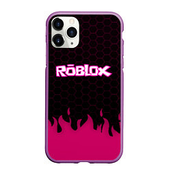 Чехол iPhone 11 Pro матовый Roblox fire pink, цвет: 3D-фиолетовый