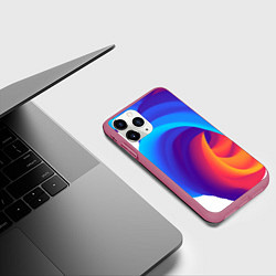 Чехол iPhone 11 Pro матовый Неоновые волны абстракция, цвет: 3D-малиновый — фото 2