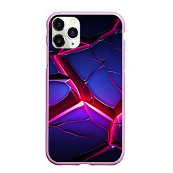 Чехол iPhone 11 Pro матовый Темные синие плиты и фиолетовый свет, цвет: 3D-розовый