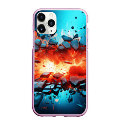 Чехол iPhone 11 Pro матовый Взрыв и мелкие осколки, цвет: 3D-розовый