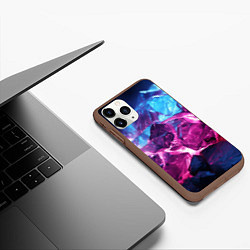 Чехол iPhone 11 Pro матовый Синие и фиолетовые камни текстура, цвет: 3D-коричневый — фото 2