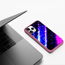 Чехол iPhone 11 Pro матовый Marshmello neon steel, цвет: 3D-малиновый — фото 2