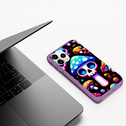 Чехол iPhone 11 Pro матовый Ice cream skull and fly agaric - ai art fantasy, цвет: 3D-фиолетовый — фото 2