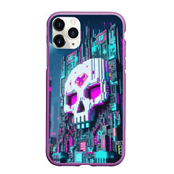 Чехол iPhone 11 Pro матовый Skull Minecraft - ai art fantasy, цвет: 3D-фиолетовый