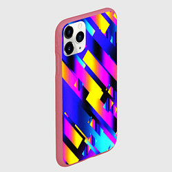 Чехол iPhone 11 Pro матовый Неоновая геометрия плитка, цвет: 3D-малиновый — фото 2