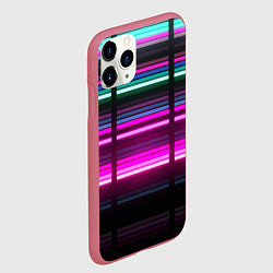 Чехол iPhone 11 Pro матовый Неоновые лучи текстура, цвет: 3D-малиновый — фото 2