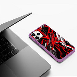 Чехол iPhone 11 Pro матовый Красный и черный абстрактный фон, цвет: 3D-фиолетовый — фото 2