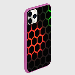 Чехол iPhone 11 Pro матовый Hexagon neon, цвет: 3D-фиолетовый — фото 2