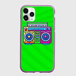 Чехол iPhone 11 Pro матовый Ритмы бумбокса, цвет: 3D-фиолетовый