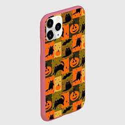 Чехол iPhone 11 Pro матовый Хэллоуин мозаика, цвет: 3D-малиновый — фото 2