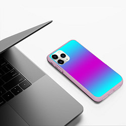 Чехол iPhone 11 Pro матовый Градиент неоновые цвета, цвет: 3D-розовый — фото 2