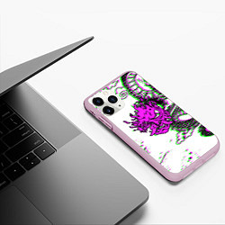 Чехол iPhone 11 Pro матовый Cyberpunk neon dragon, цвет: 3D-розовый — фото 2