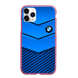 Чехол iPhone 11 Pro матовый BMW geometry blue, цвет: 3D-малиновый