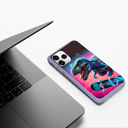 Чехол iPhone 11 Pro матовый Дино крутой скейтбордист - граффити, цвет: 3D-светло-сиреневый — фото 2