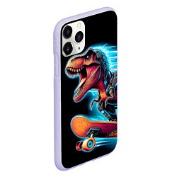 Чехол iPhone 11 Pro матовый Cool Dino on a skateboard - neon glow fantasy, цвет: 3D-светло-сиреневый — фото 2