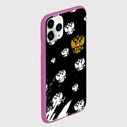 Чехол iPhone 11 Pro матовый Герб РФ паттерн, цвет: 3D-фиолетовый — фото 2