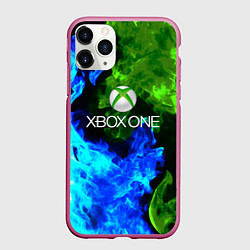 Чехол iPhone 11 Pro матовый Xbox битва огня, цвет: 3D-малиновый