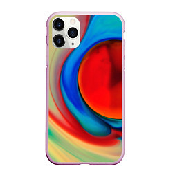 Чехол iPhone 11 Pro матовый Жидкие цветные краски, цвет: 3D-розовый