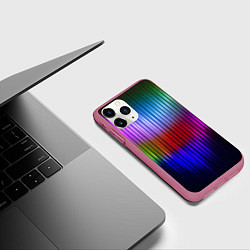Чехол iPhone 11 Pro матовый Неоновая геометрия полосы, цвет: 3D-малиновый — фото 2