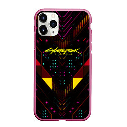 Чехол iPhone 11 Pro матовый Cyberpunk2077 geometry, цвет: 3D-малиновый