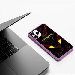 Чехол iPhone 11 Pro матовый Cyberpunk2077 geometry, цвет: 3D-фиолетовый — фото 2