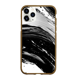 Чехол iPhone 11 Pro матовый Черно-белая абстракция - гранж чернила, цвет: 3D-коричневый