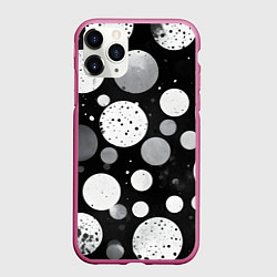 Чехол iPhone 11 Pro матовый Круги на темном фоне, цвет: 3D-малиновый