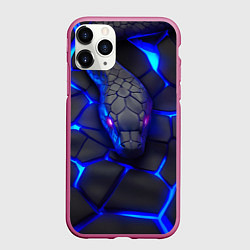 Чехол iPhone 11 Pro матовый Змея в стиле киберпанк, цвет: 3D-малиновый