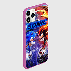 Чехол iPhone 11 Pro матовый Соник и Шэдоу ёжики, цвет: 3D-фиолетовый — фото 2
