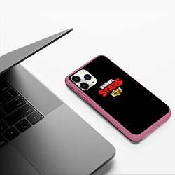 Чехол iPhone 11 Pro матовый Brawl stars logo red, цвет: 3D-малиновый — фото 2