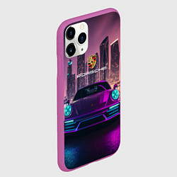 Чехол iPhone 11 Pro матовый Porshe big city, цвет: 3D-фиолетовый — фото 2