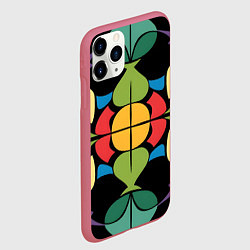 Чехол iPhone 11 Pro матовый Калейдоскоп на темном фоне, цвет: 3D-малиновый — фото 2
