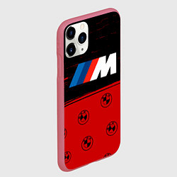 Чехол iPhone 11 Pro матовый Bmw m5 - красная текстура, цвет: 3D-малиновый — фото 2