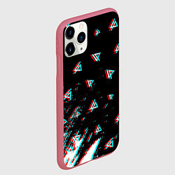 Чехол iPhone 11 Pro матовый Linkin park glitch patern, цвет: 3D-малиновый — фото 2
