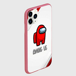 Чехол iPhone 11 Pro матовый Among us game geometry, цвет: 3D-малиновый — фото 2