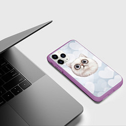 Чехол iPhone 11 Pro матовый Белый кот невдупленыш, цвет: 3D-фиолетовый — фото 2