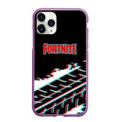 Чехол iPhone 11 Pro матовый Fortnite краски глитч, цвет: 3D-фиолетовый