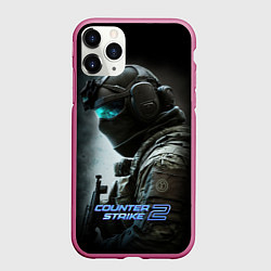 Чехол iPhone 11 Pro матовый Counter strike 2 спецназ, цвет: 3D-малиновый