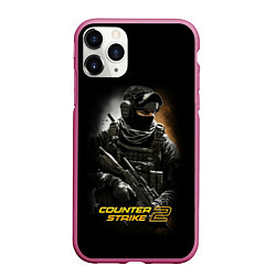 Чехол iPhone 11 Pro матовый Counter strike спецназовец, цвет: 3D-малиновый