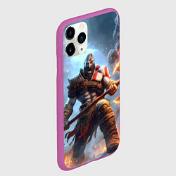 Чехол iPhone 11 Pro матовый Кратос в ярости, цвет: 3D-фиолетовый — фото 2
